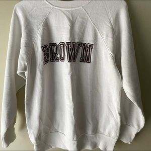 White crewneck sweatshirt with wording